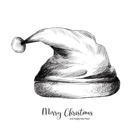 Hand draw christmas santa hat sketch on white background 15237273 ...