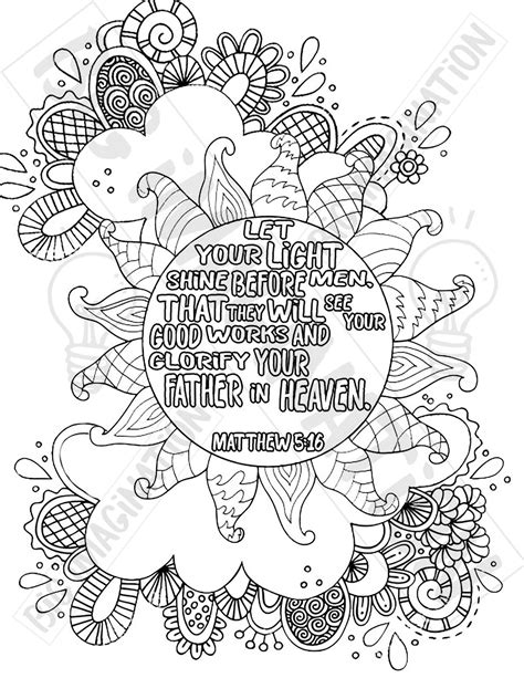 Let Your Light Shine Coloring Page Matthew 5:16 - Etsy