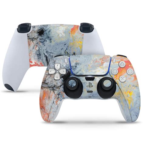 PlayStation 5 Controller Skin - Yellow Orange Grey Shaded Marble Desig ...