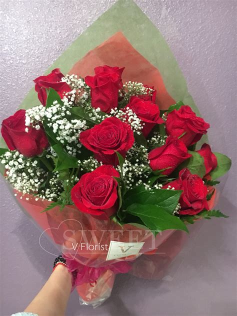 Simple Red Roses Bouquet by V Florist