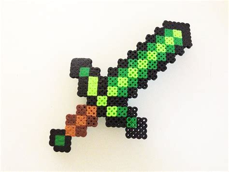 Minecraft Emerald Sword made with Perler by CreativeKidShoppe