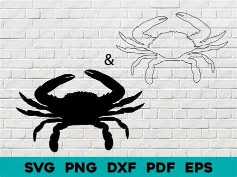 Blue Crab Silhouette & Outline Shapes Svg Png Dxf Vector Graphic Design ...