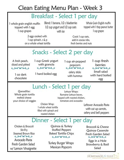 Clean Eating Menu Plan Week 3