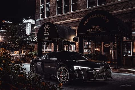 HD wallpaper: Audi, dark, car, vehicle, city, Audi R8, black cars ...