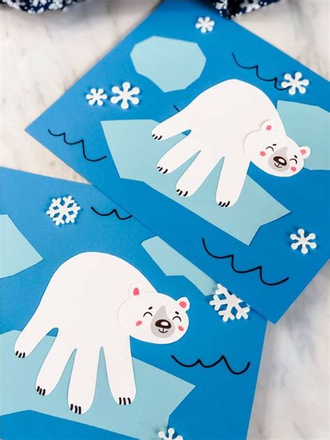 Polar bear handprint craft free template – Artofit