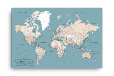 Personalized Travel Gifts Charcoal Push Pin World Map Labeled Create ...