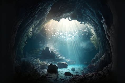 Dark Underwater Cave with Sunlight Beams Deep Sea, Nature, Sea & Ocean ...