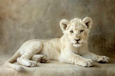 Majestic White Lion Cub Resting Elegantly Stock Photo - Image of nature ...