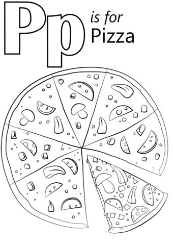 Letter P is for Pizza coloring page | Free Printable Coloring Pages