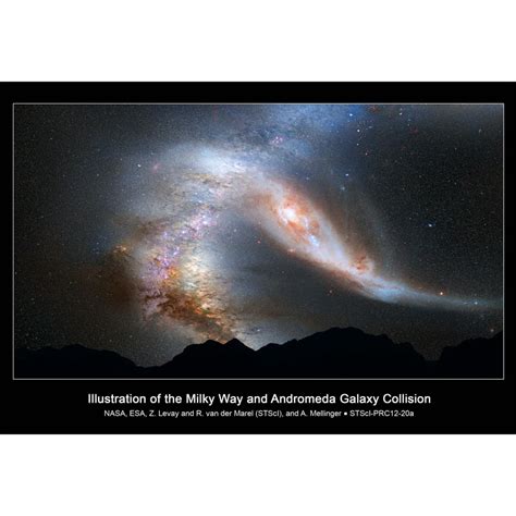 Milky Way Andromeda Galaxy Collision Hi Gloss Space Poster Fine Art ...