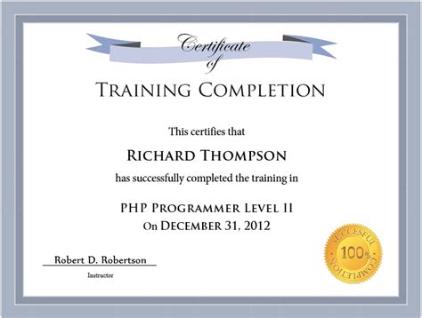 11 Free Sample Training Certificate Templates - Printable Samples