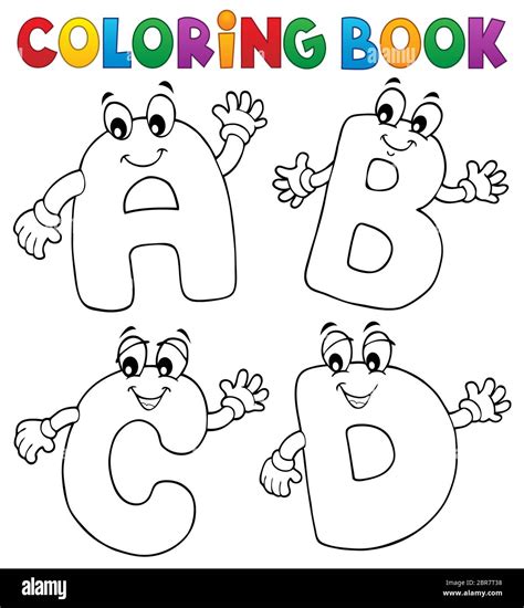 Coloring book cartoon ABCD letters 2 - picture illustration Stock Photo ...