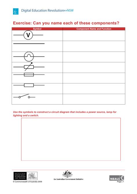 Electrical symbols worksheet