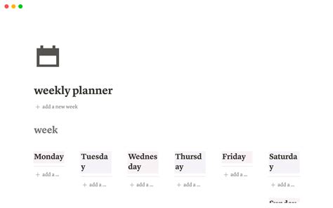 Notion Template Gallery – Weekly Planner