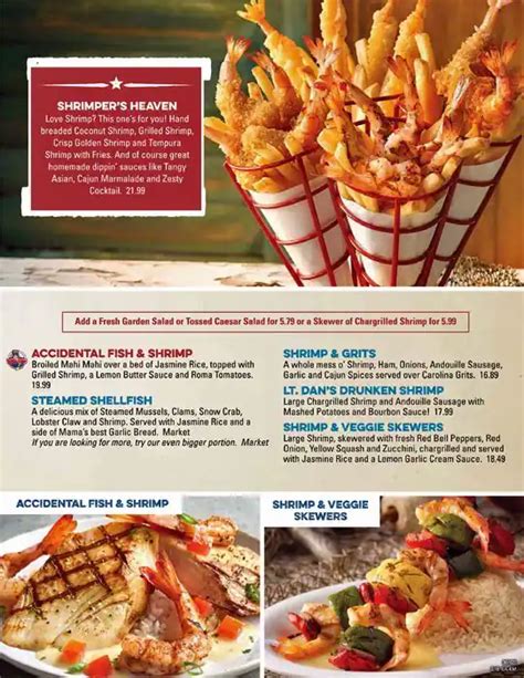 Menu at Bubba Gump Shrimp Co. restaurant, Galveston