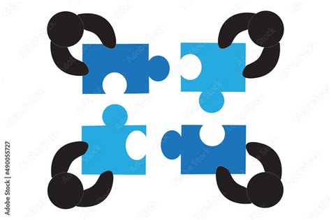 Teamwork people with puzzle pieces top view. Teamwork people vector for ...