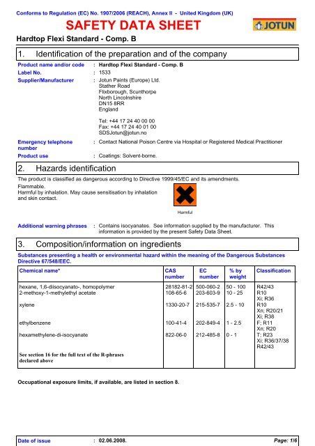 safety data sheet - Jotun Marine Paint-Jotun Boat Paint & Antifouling