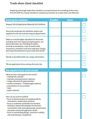 How To Make/Create a Trade Show Checklist [Templates + Examples] 2023 ...