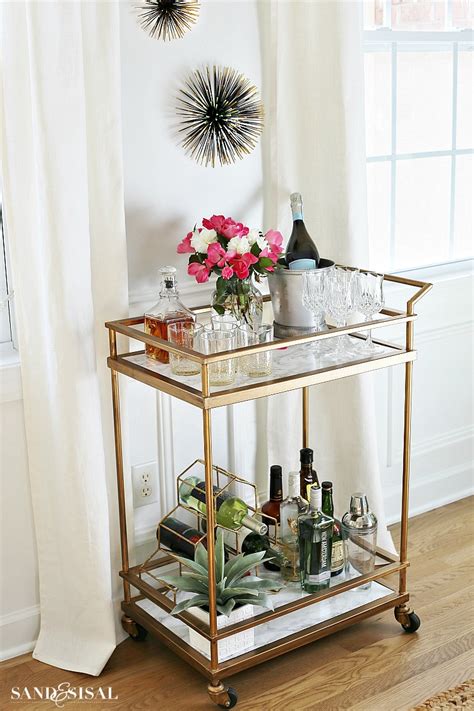 DIY Faux Marble Bar Cart Makeover - Sand and Sisal