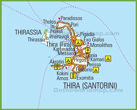 Santorini road map - Ontheworldmap.com