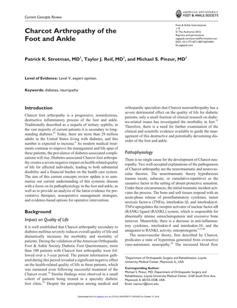 (PDF) Charcot Arthropathy of the Foot and Ankle