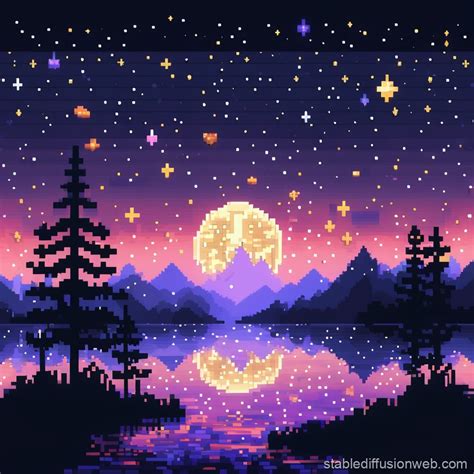 Pixel Art Starry Night | Stable Diffusion Online