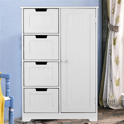 Modern Storage Box Shelved Floor Cabinet with Door & Drawers Bedroom ...