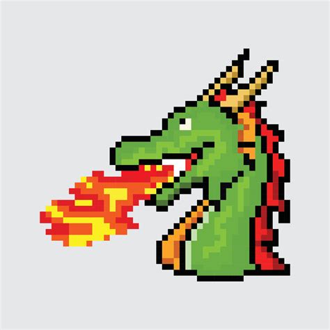 Pixel art flying dragon, dragon pixel illustration, Vector cartoon ...