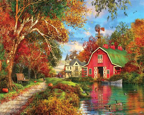 Autumn Barn, 1000 Pieces, White Mountain | Puzzle Warehouse