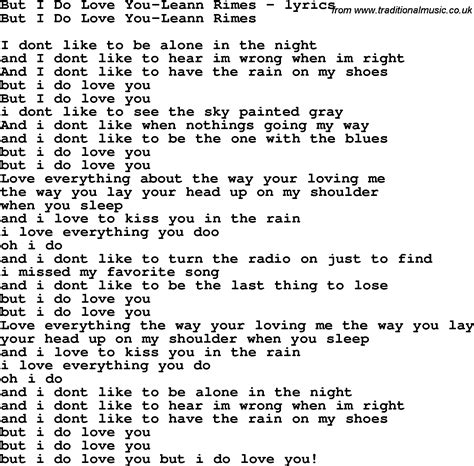 Love Song Lyrics for:But I Do Love You-Leann Rimes