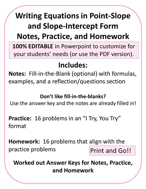 Writing Linear Equations in Point-Slope Form - Worksheets Library