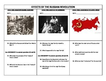 Russian Revolution Causes Worksheet