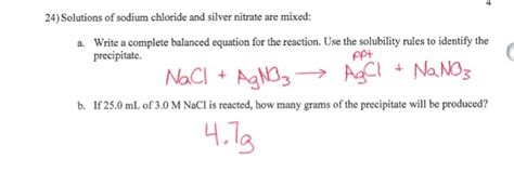 Solved Solutions of sodium chloride and silver nitrate are | Chegg.com