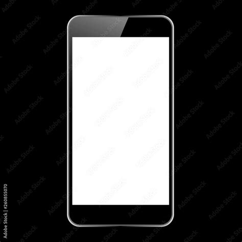 Black smartphone with glare and blank screen on black background. The ...