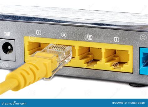 Connecting an Ethernet RJ45 Cable To the LAN Port. Stock Image - Image ...