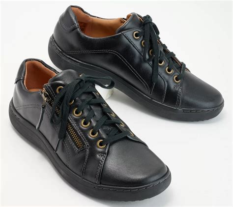 Clarks Leather Casual Sneakers with Zipper - Nalle Lace - QVC.com