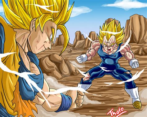 Goku vs Majin Vegeta by thalesgnamura on DeviantArt