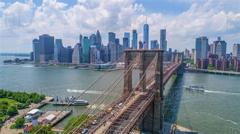 Aerial view of the Brooklyn bridge - Stock Photo - Dissolve