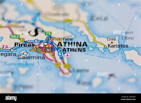 Athens shown on a Road map or a geography map Stock Photo - Alamy