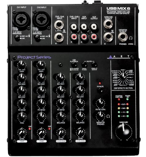 ART USBMIX6 Six Channel Mixer USB Audio Interface with DSP Effects ...