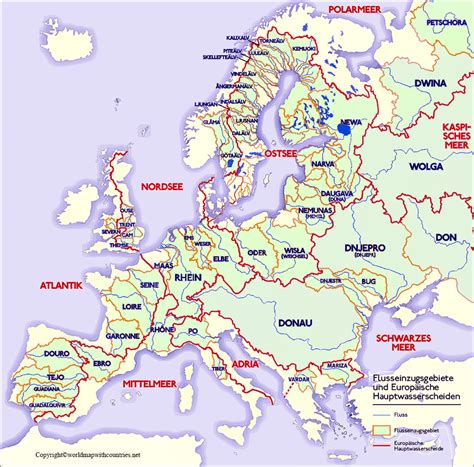 4 Free Labeled Map of Europe Rivers In PDF