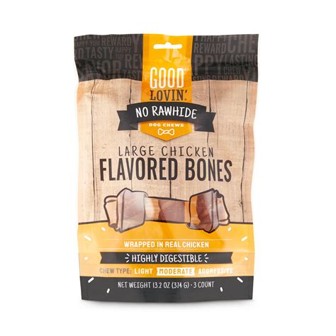 Good Lovin' No Rawhide Large Chicken Flavored Dog Bones, 13.2 oz ...