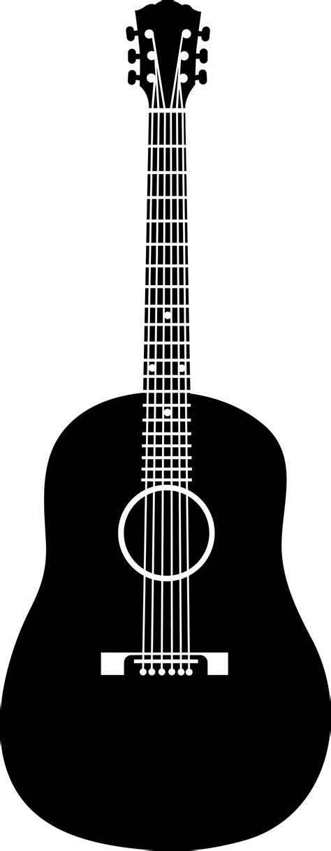 Black Acoustic Guitar Silhouette - Free Clip Art