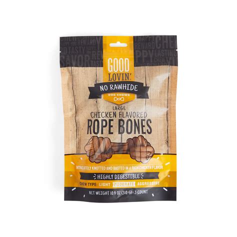 Good Lovin' Chicken-Flavored Rope Bones No-Rawhide Dog Chews, Large, 10 ...