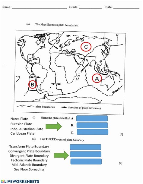 Plate Tectonics Concept Map Worksheet