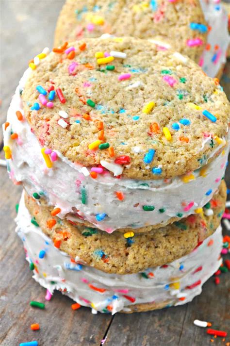 Vegan Birthday Cake Ice Cream Sandwiches - Rabbit and Wolves