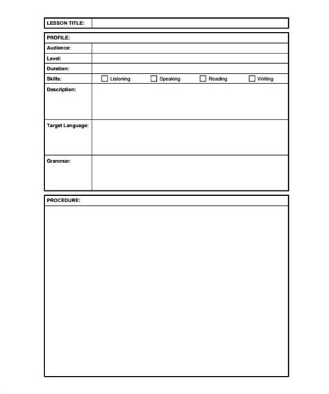 Blank Lesson Plan Template - 28+ Free PDF, Excel, Word, Google Drive ...