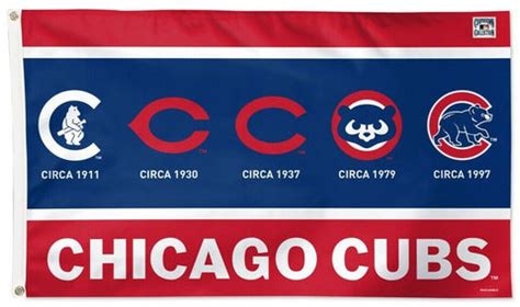 Chicago Cubs Logo Evolution Deluxe Team Flag (3'x5')