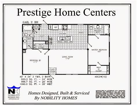 Large Double Wide 2 Bedroom 2 Bath Mobile Home Floor Plans Awesome ...