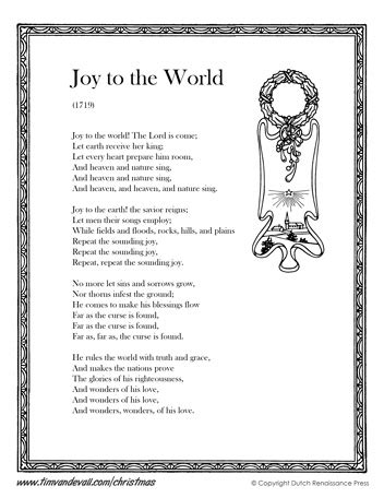 Joy to the World Lyrics | Printable Christmas Lyrics